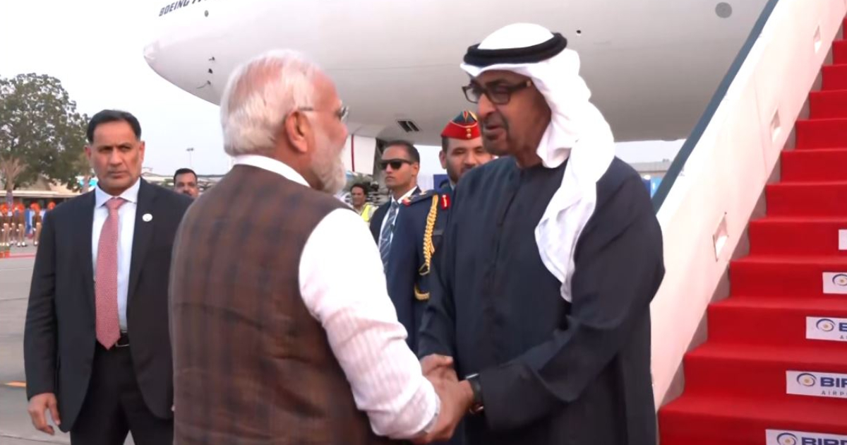PM Modi welcomes UAE President Al Nahyan as he arrives in Ahmedabad for Vibrant Gujarat Global Summit